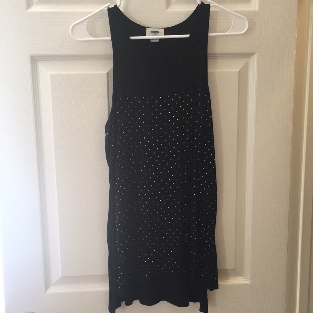 Black tank with rhinestones